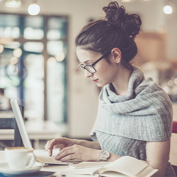 woman working on laptop